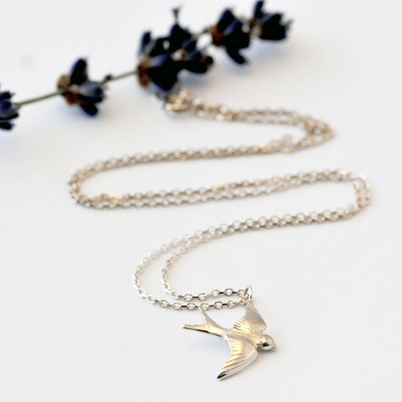 Silver Swallow Necklace Swallow Pendant Swallow Jewellery - Etsy