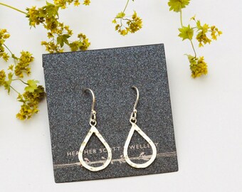 Silver teardrop earrings, tear drop jewellery, teardrop hooks, teardrop shape, silver earrings, hammered finish, geometric jewellery, uk