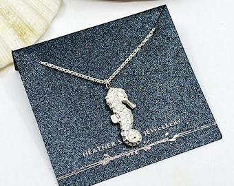 Seahorse necklace, silver seahorse pendant, seahorse jewellery, handmade jewellery, textured silver, inspired by nature gift, gifts for her