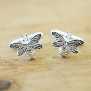 Bee Cufflinks, silver bee jewellery, gents jewellery, men's cufflinks, Silver bumble bee, gifts for him, anniversary gift, bee theme