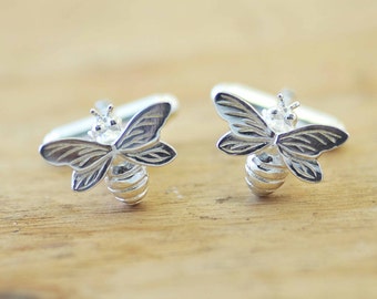 Bee Cufflinks, silver bee jewellery, gents jewellery, men's cufflinks, Silver bumble bee, gifts for him, anniversary gift, bee theme