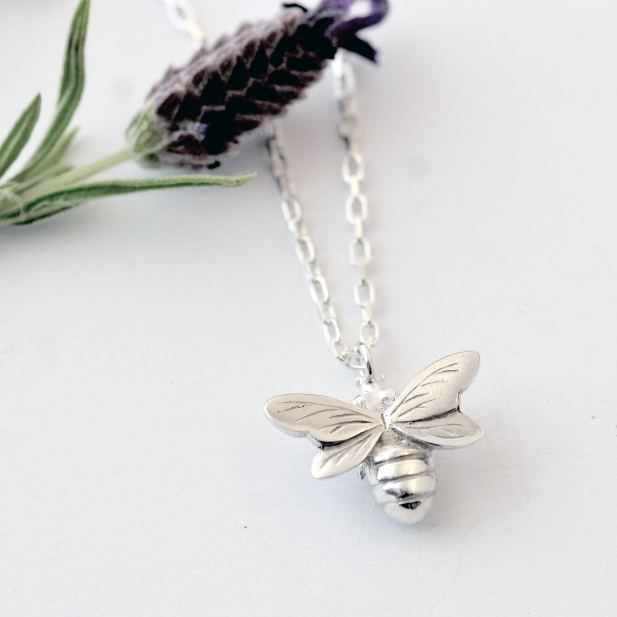 Silver Bee Necklace Bee Pendant Bee 