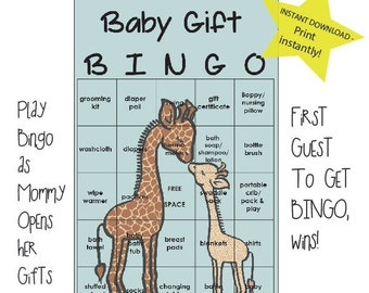 20% OFF- Giraffe baby shower, Jungle safari baby shower, baby shower game, baby gift bingo, easy & interactive, instant download, print now