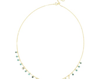 V3 Jewelry® - Gold Over Sterling Silver with Natural Turquoise Hope Personalized Necklace 18"  Gift for her Chain