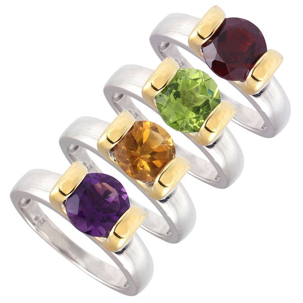 V3designsInc - Sterling Silver with  Choice Of Natural Gemstone Solitaire Ring