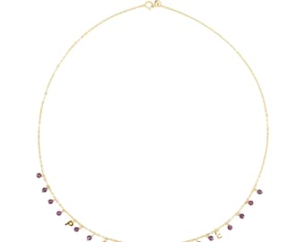 V3 Jewelry® - Gold Over Sterling Silver with Natural Garnet Peace Personalized Necklace with 18" Chain - Gift for her