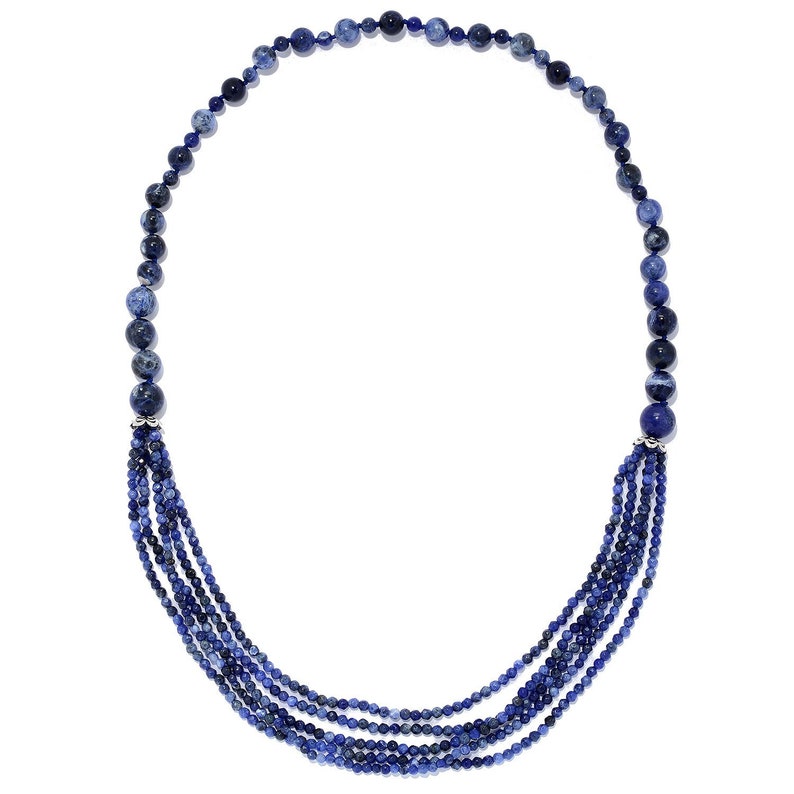 Sterling Silver 33 Multi Strand Faceted and Smooth Choice of Gemstone Bead Necklace