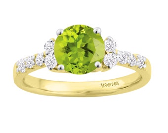 14KT Yellow Gold with Choice of Natural Gemstone Engagement Ring Gift for Her