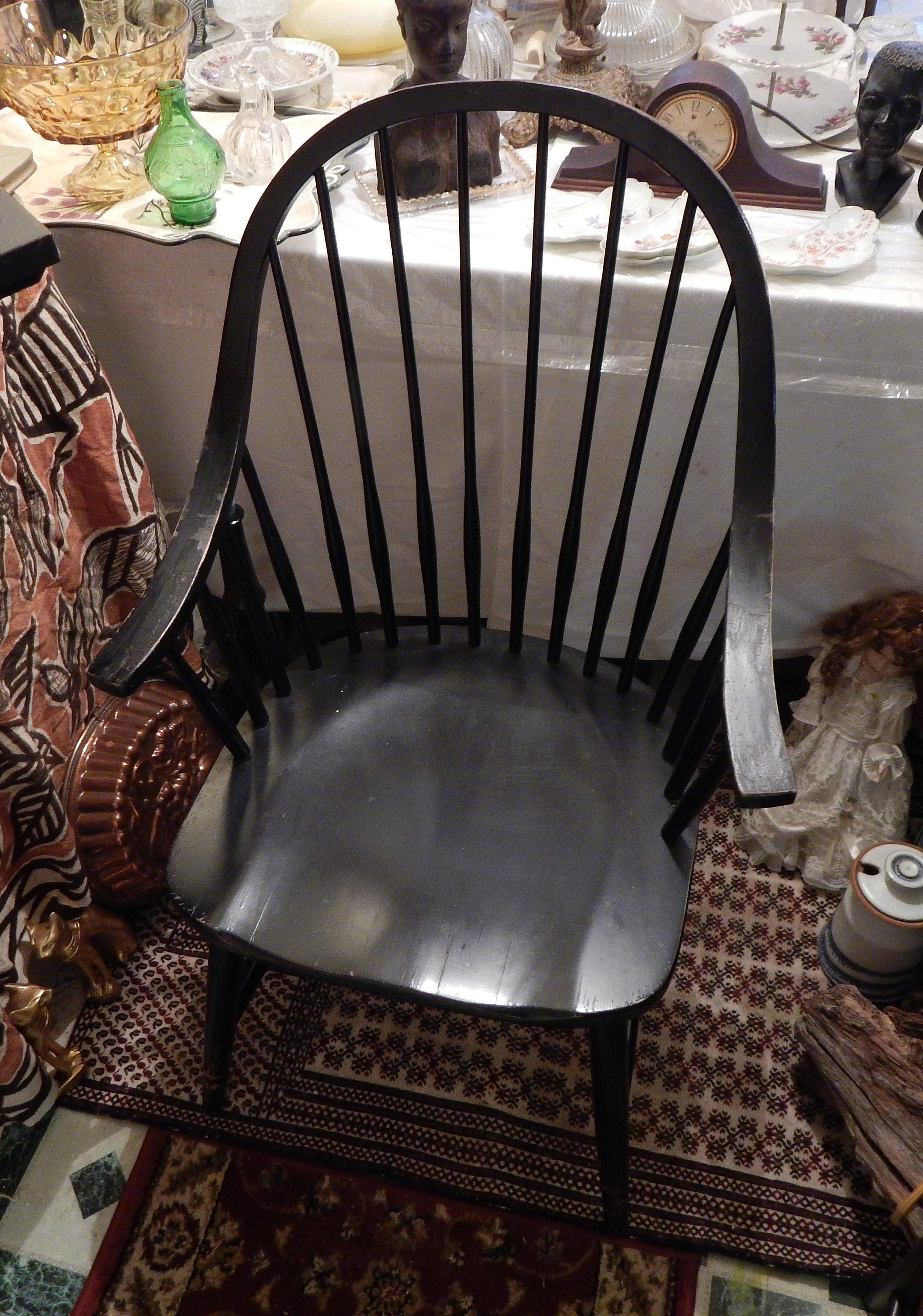 Handmade &#39;90s Ethan Allen Windsor Armchair, American Impressions, FactoryDistressed Ebonied Cherry (FREIGHT-Msg for Ship Cost Prior to Buy) for sale  