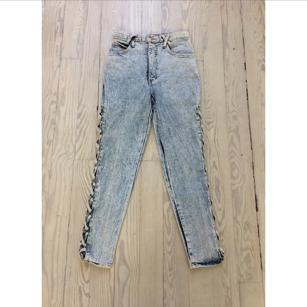 Vintage 80s Jeans / 1980s Acid Wash Cut Out Jeans / Small