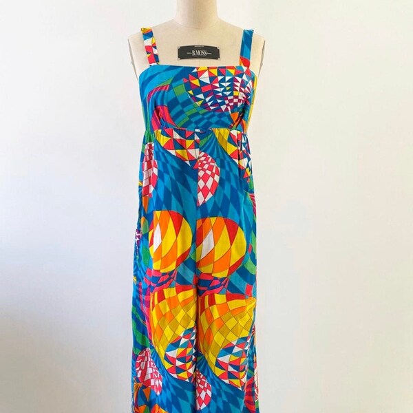 Vintage 1970s Jumpsuit / 70s Colorful Joy Stevens Jumpsuit / Extra Small