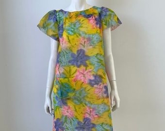 1960s Dress / 60s Iconic Floral Paper Dress / Medium