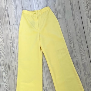 1970s Pants / 70s Yellow Trousers / Small