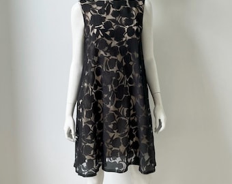 1960s Dress / 60s A-line Illusion Dress / Medium