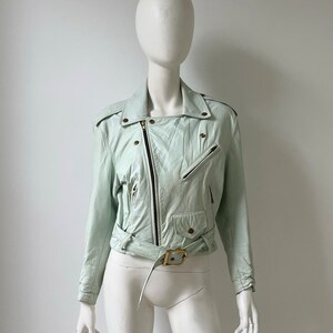 Mint green moto jacket discount