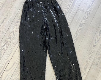 Pantalones de los años 80 / Pantalones negros de lentejuelas Lillie Rubin de los 80 / Talla extra pequeña