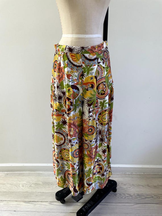 Vintage 1940s Tropical Print Silky Matching Set - image 3