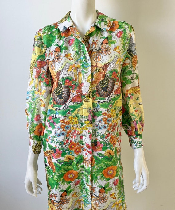 1970s Dress / 70s Animal Novelty Print Dress / Me… - image 3