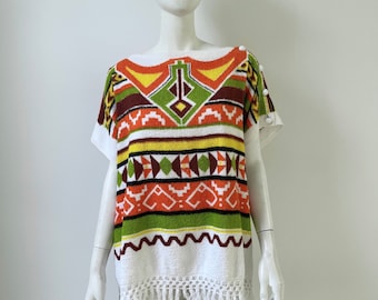 1970s Cover Up / 70s Towel Swim Tunic / One Size