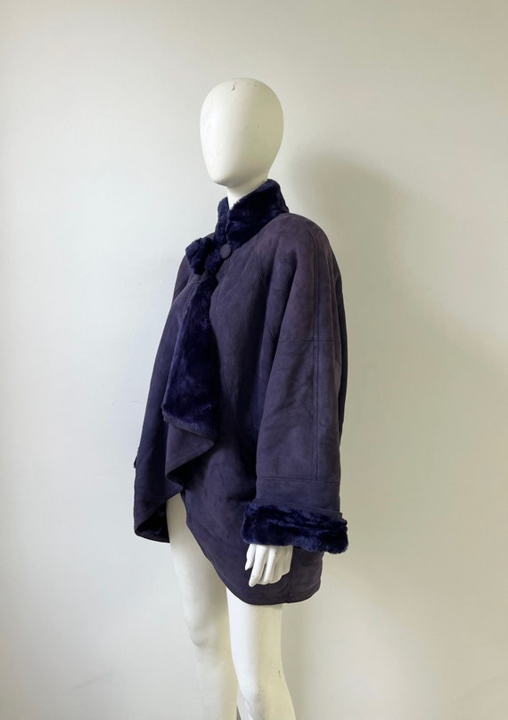 1980s Jacket / 80s Purple Shearling Sheepskin Jac… - image 4