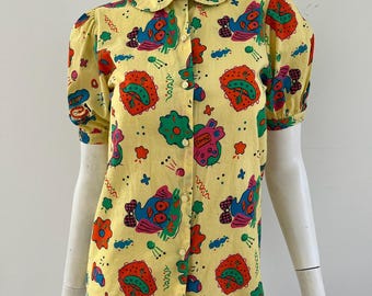 Vintage 90s Benetton Novelty Print Button Up