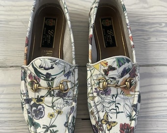 Gucci Floral Leather Loafers Sz 36
