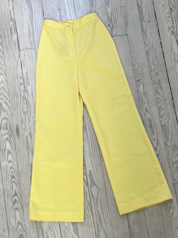 1970s Pants / 70s Yellow Trousers / Small