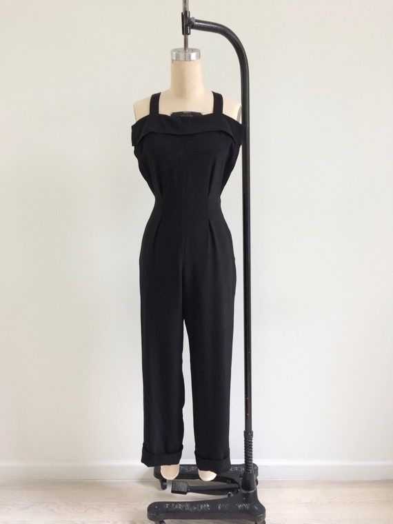 1990s Jumpsuit / 90s Yohjo Yamamoto Black Silk Ov… - image 1