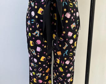 90s Deadstock Novelty Print Capris with Ribbon