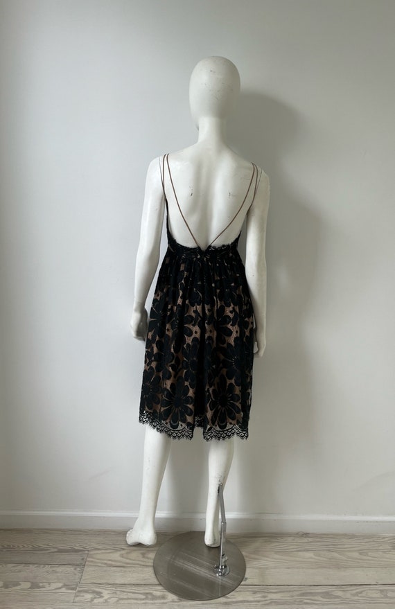 1970s Dress / 80s Bill Blass Backless Black Lace … - image 5