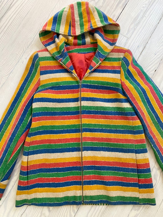 1970s Jacket / Rainbow Striped Serape Blanket Pos… - image 4