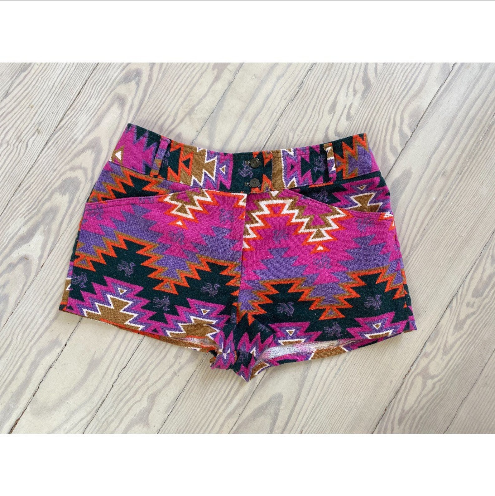 Vintage 70s Shorts / 1970s Colorful Tapestry Short Shorts / | Etsy