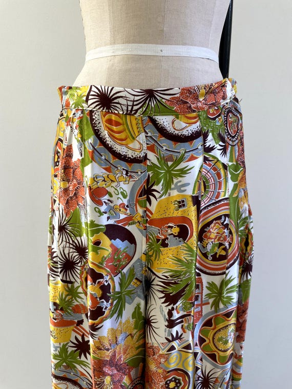 Vintage 1940s Tropical Print Silky Matching Set - image 8