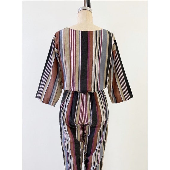 Vintage 1980s Jumpsuit / 80s Striped Jumpsuit / S… - image 6
