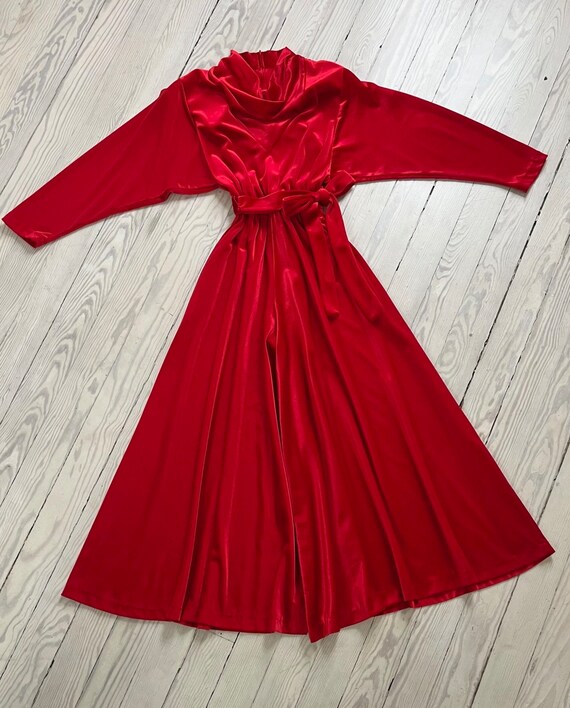 1980s Jumpsuit / 80s Red Velvet Palazzo Jumpsuit … - image 6