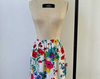 Vintage 1970s Floral Slip Skirt—S