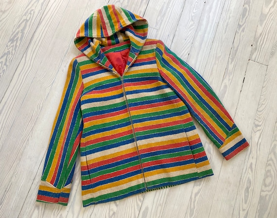 1970s Jacket / Rainbow Striped Serape Blanket Pos… - image 2