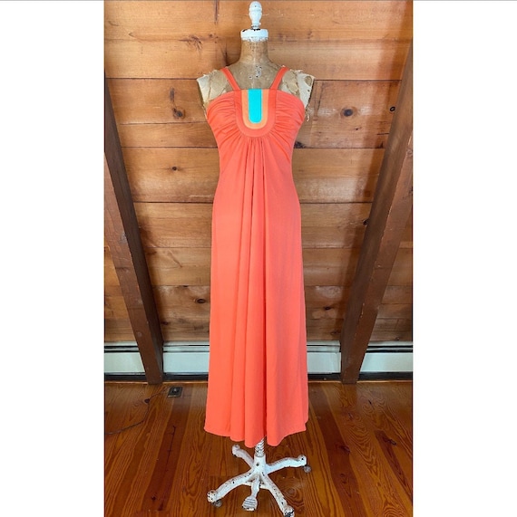 Vintage 1970s Dress / 70s Grecian Rainbow Dress /