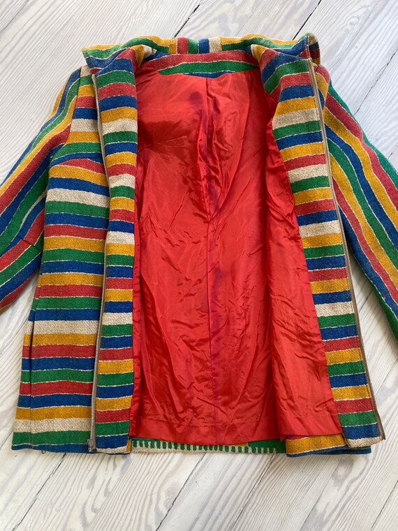 1970s Jacket / Rainbow Striped Serape Blanket Pos… - image 8