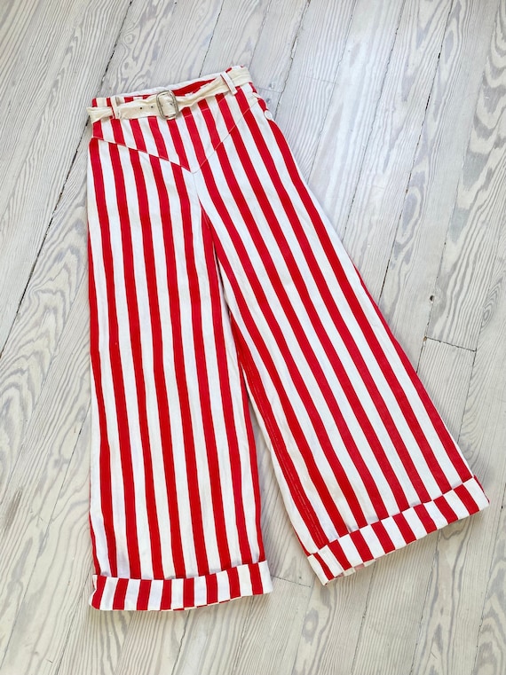 Vintage 30s Pants / 1930s Red Striped Sportswear T