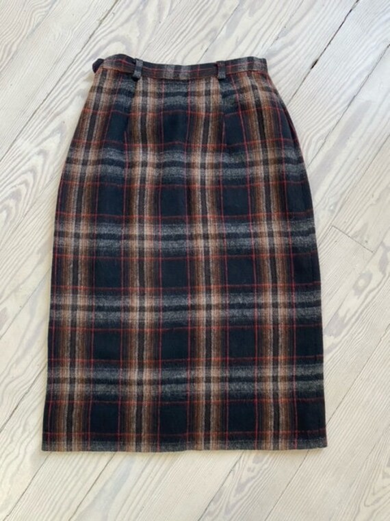 1950s Skirt / 60s Plaid Wool Pencil Skirt / Extra… - image 2