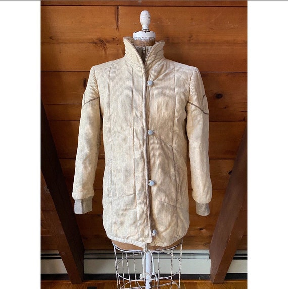 Vintage 1980s Jacket / 80s Corduroy Quilted Puffer