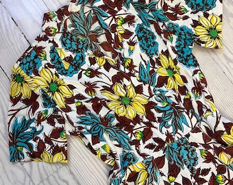 1930s Dress / 30s Floral Jersey Day Dress / Small