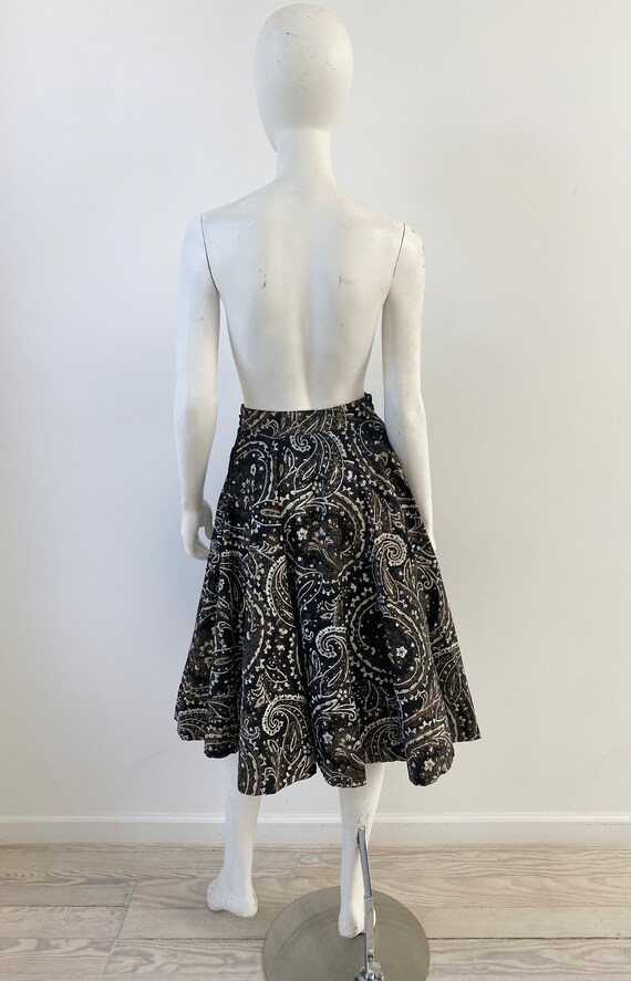 1950s Skirt / 50s Black Taffeta Circle Skirt / Sm… - image 7