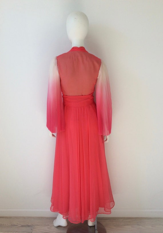 1970s Dress / 70s Pink Ombré Chiffon Gown by Adol… - image 5