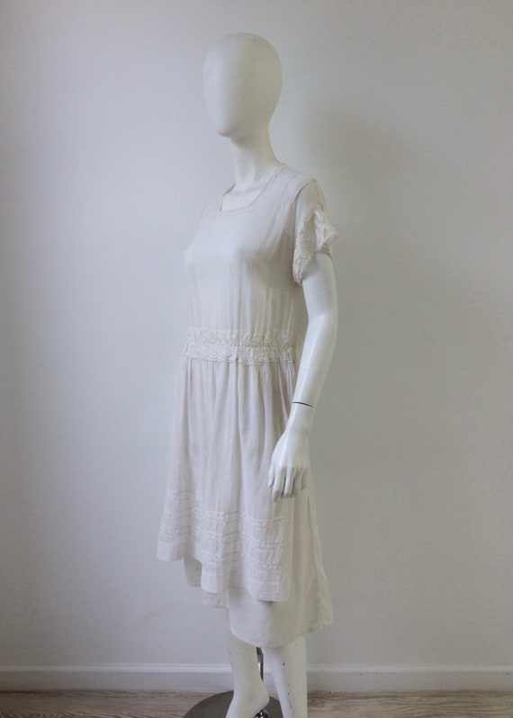 Edwardian Dress / 1910s White Sheer Cotton Voile … - image 5