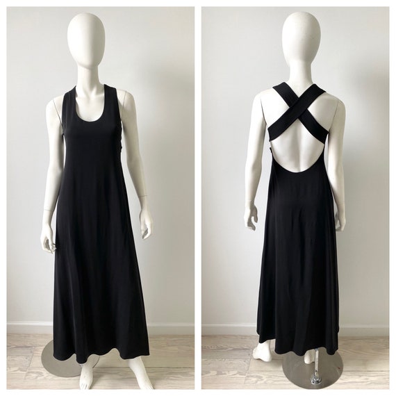Vintage 1990s Dress / 90s Sexy Black Silk Bias Cut