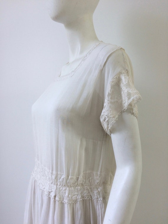 Edwardian Dress / 1910s White Sheer Cotton Voile … - image 6