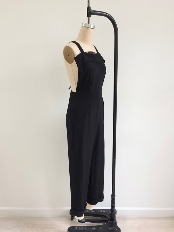 1990s Jumpsuit / 90s Yohjo Yamamoto Black Silk Ov… - image 4