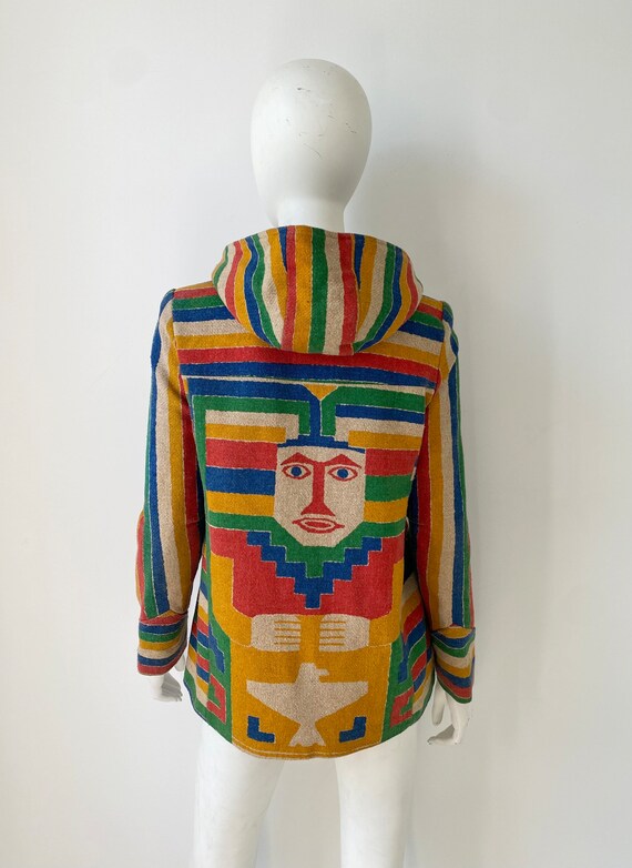 1970s Jacket / Rainbow Striped Serape Blanket Pos… - image 7